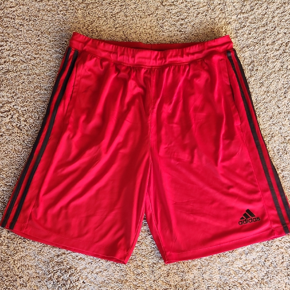 Adidas Men's Red and Black Athletic Shorts